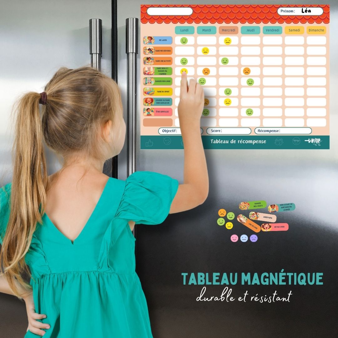 TINIOP®-Tableau de Récompense Magnétique pour Enfants avec plus de 300 Aimants