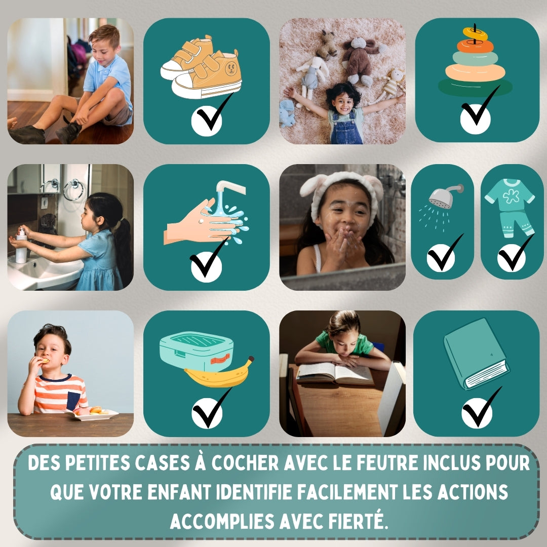 TINIOP®-Tableau de Routine Enfant après l'école – Rentrée Maternelle ou École