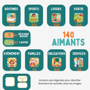 TINIOP®-Duo Planning Semaine et Journée pour Enfants, Magnétique avec 140 Aimants
